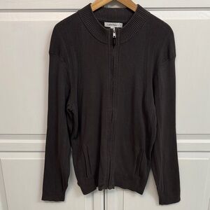 Calvin Klein Charcoal Full-Zip Academia Cardigan. Size L.